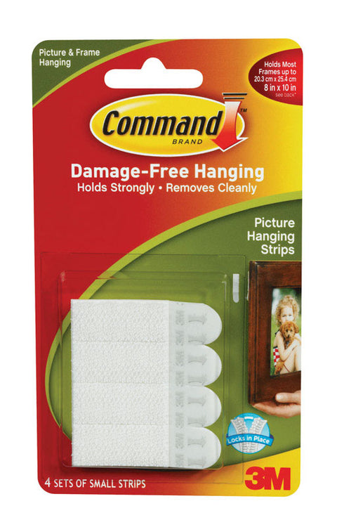 3M Command Small Picture Hanging Adhesive Strips 2-1/8 in. L Foam 1 lb. per Set 8 pk