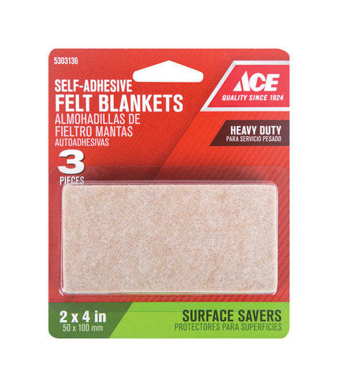 Ace Felt Rectangle Blanket Brown 2 in. W x 4 in. L 3 pk