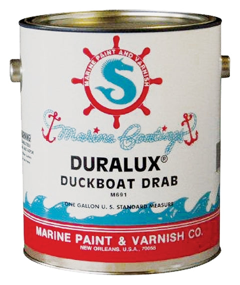 Duralux M691-1 Marine Enamel, Flat, Camouflage Duckboat Drab, 1 gal Can, Pack of 4