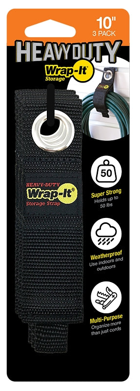 Wrap-It Storage 103-20BX Medium Storage Strap, 2.9 in Dia, 1-1/2 in W, 10 in L, Polypropylene, 50 lb Working Load