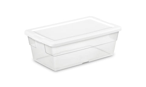 Sterilite 16428012 Storage Box, Plastic, Clear/White, 13-5/8 in L, 8-1/4 in W, 4-7/8 in H, Pack of 12