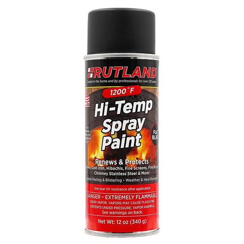 Rutland 80 High Heat Spray Paint, Flat, Black, 12 oz, Can, Pack of 12