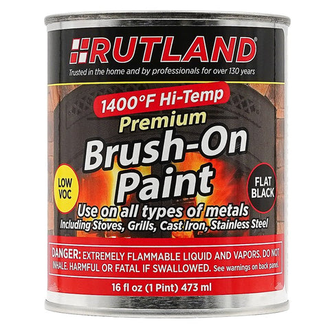 Rutland 81V Premium High-Temperature Paint, Flat, Black, 16 oz Can, Solvent, Pack of 6