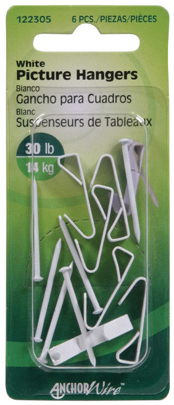 Hillman AnchorWire 30 lb. Steel Standard Picture Hanger 6 pk