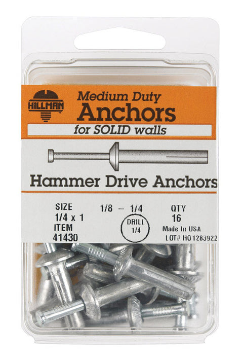 Hillman Hammer Drive Anchor 1/4 in. Dia. x 1 in. L 16 pk