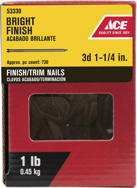 Ace Countersunk 1-1/4 in. L Finishing Nail Thin Bright Steel 1 lb.