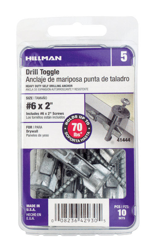 Hillman .138 in. Dia. x 2 in. L Zinc Pan Head Zip Toggle Anchors
