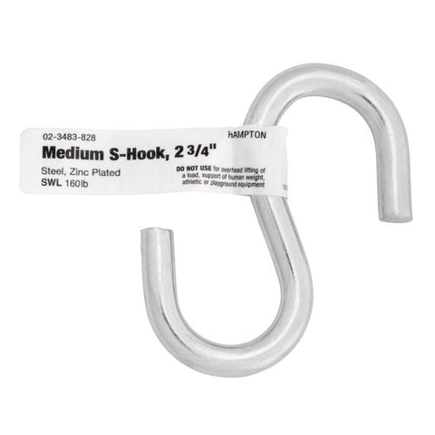 Hampton Medium Zinc-Plated Silver Steel 2.75 in. L S-Hook 160 lb 1 pk, Pack of 20