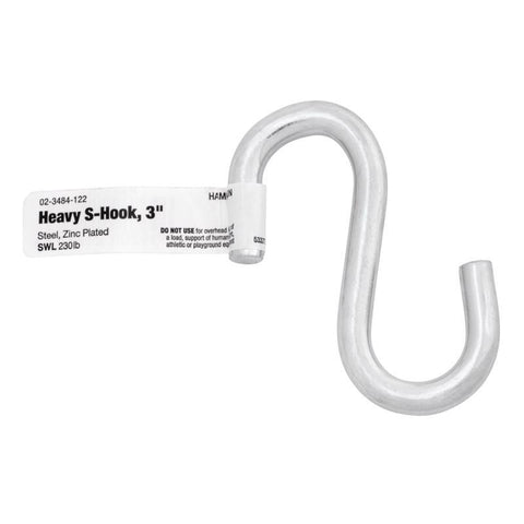 Hampton Small Zinc-Plated Silver Steel 3 in. L S-Hook 230 lb 1 pk, Pack of 20