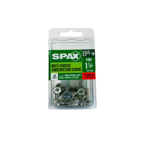 SPAX Multi-Material No. 10 Label X 1-1/4 in. L Unidrive Flat Head Serrated Construction Screws