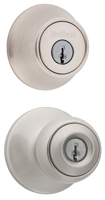 Kwikset Polo Satin Nickel Steel Entry Lock and Single Cylinder Deadbolt ANSI/BHMA Grade 3 1-3/