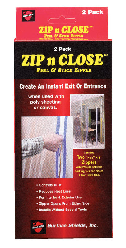 Surface Shields Zip N Close Peel and Stick Zipper 1.5 in. W x 7 ft. L Poly