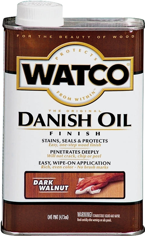 WATCO 65851 Danish Oil, Dark Walnut, Liquid, 1 pt Can