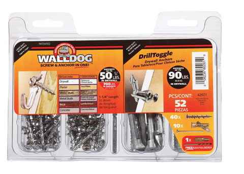 Hillman Walldog No. 10 x 1-1/4 in. L Phillips Pan Head Chrome Construction Screws 52 pk