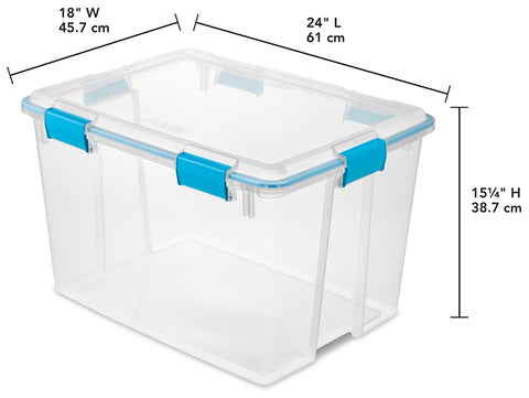 Sterilite 19384304 Gasket Box, 80 qt, Clear, 24 in L, 18 in W, 15-1/4 in H