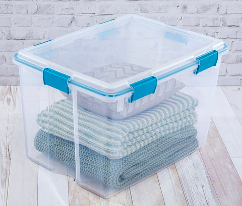 Sterilite 19384304 Gasket Box, 80 qt Capacity, Clear, 24 in L, 18 in W, 15-1/4 in H
