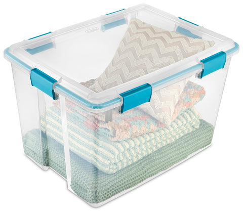 Sterilite 19384304 Gasket Box, 80 qt Capacity, Clear, 24 in L, 18 in W, 15-1/4 in H