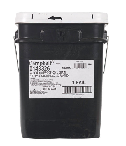 Campbell Chain Oval Link Proof Coil Chain 150 ft. L x 3/16 in. Dia. Silver Carbon Steel