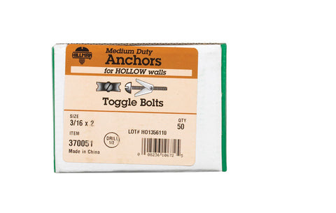 Hillman 1/4 in. Dia. x 2 in. L Round Steel Toggle Bolt 50 pk
