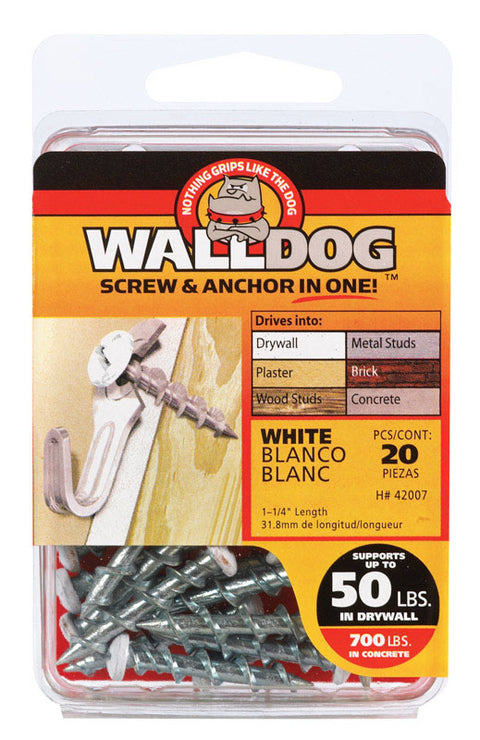 Hillman Walldog Screw & Anchor 3/16 in. Dia. x 1-1/4 in. L 20 pk