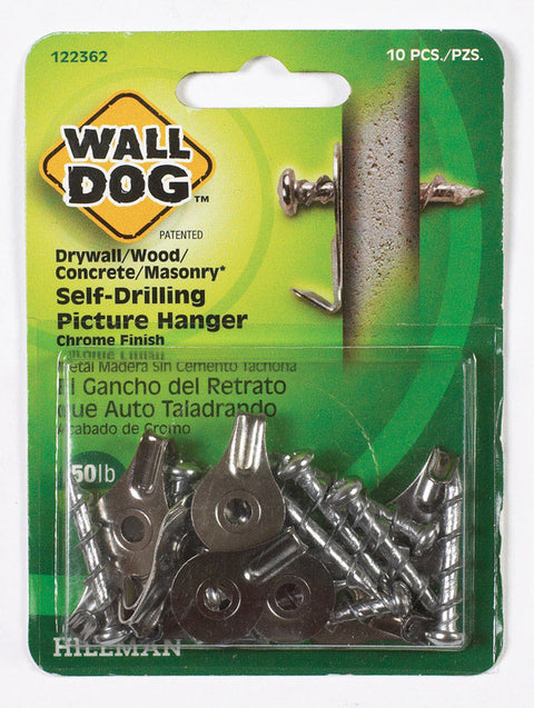 Hillman WALL DOG 50 lb. Steel Self-Drilling Picture Hanger 10 pk