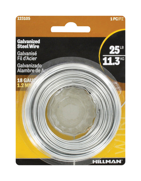 Hillman 18 Ga. 110 ft. L Galvanized Steel 25 lb. Solid Steel Wire