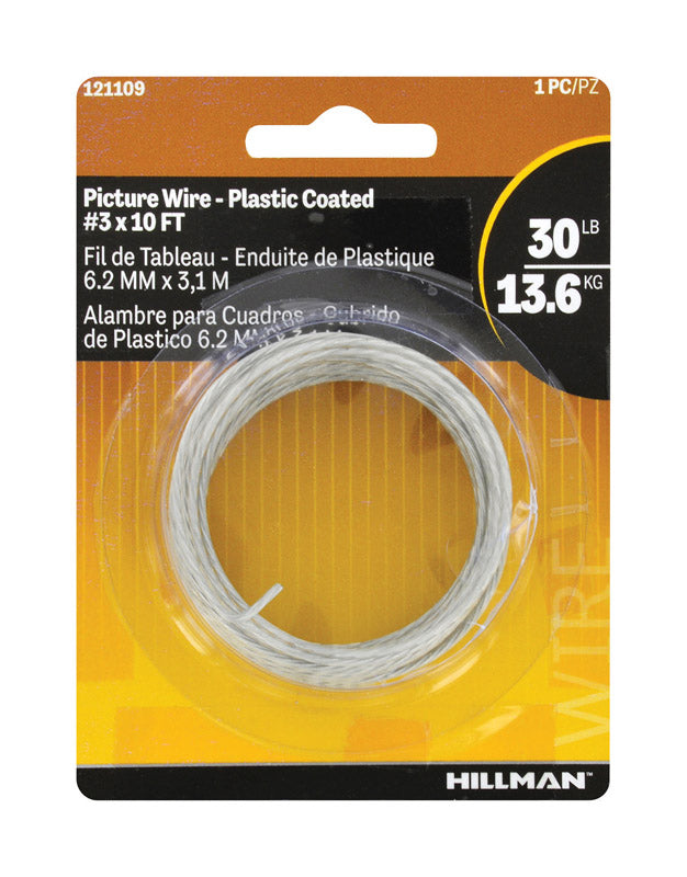 Hillman 10 ft. L 30 lb. Plastic Coated Plastic Picture Wire – Shell ...