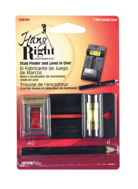 Hillman Hang Right Plastic Stud Finder Stud Finder and Level Vial 1 pk