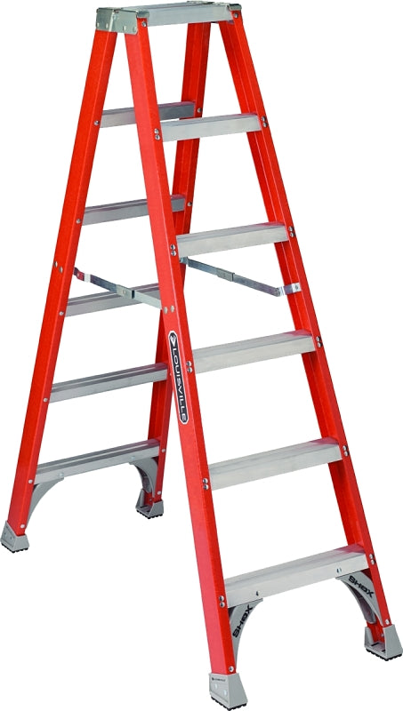 Louisville FM1506 Twin Step Ladder, 6 ft H, Type IA Duty Rating, Fiber ...