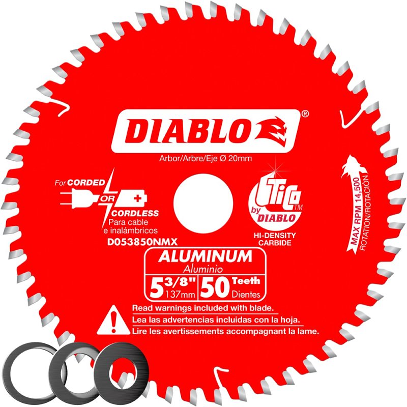 Diablo D053850NMX Circular Saw Blade, 5-3/8 in Dia, 20 mm Arbor, 50-Te ...