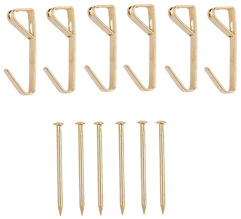 ProSource PH-122306-PS Picture Hanger, 30 lb, Steel, Polished Brass, Brass, Nail-In Mounting