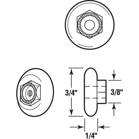 Prime-Line M 6000 Tub Enclosure Round Roller, Plastic, White, For: Up to 5/16 in Thickness Glasses