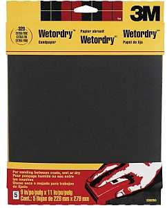 3M 9086 Sandpaper, 11 in L, 9 in W, 320 Grit, Extra Fine, Silicone Carbide Abrasive