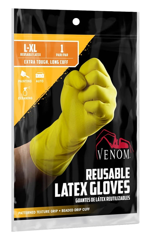 Venom Steel VEN9125 Reusable Gloves, L/XL, in L, Latex, Green