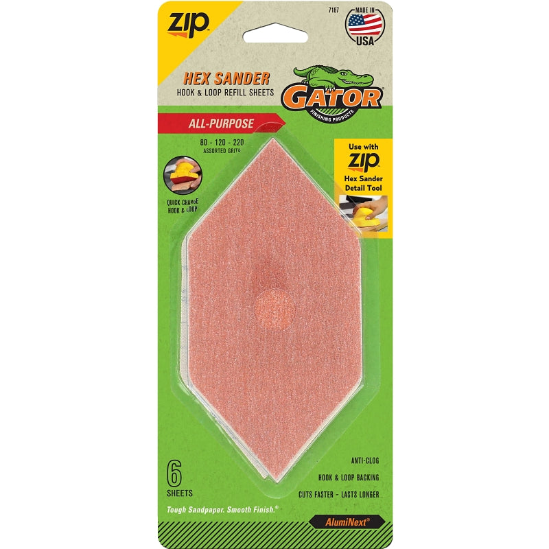 Gator Zip 7187 Refill Sheet, 6 in L, 3 in W, Extra Fine, Fine