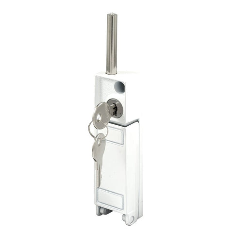Prime-Line U 9919 Patio Door Lock, Different Key, Zinc, White, 3/16, 1/8, 1/4 in Thick Door