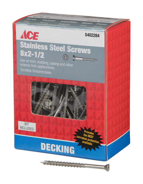Ace Trim Screw Star High/Low No. 8 2-1/2 in. L 1 lb. Silver