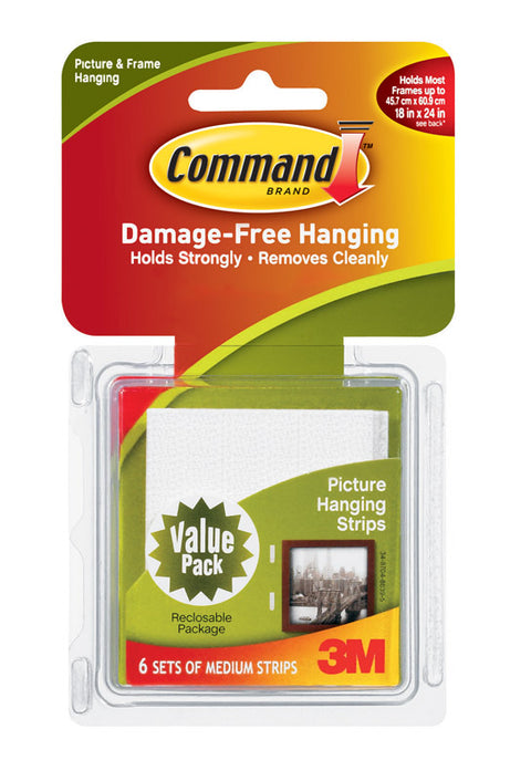 3M Command 12 lb. Foam Large Picture Hanging Strips 6 pk