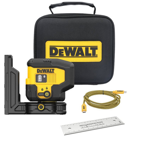 DEWALT DCLE16031GB USB 3-Spot Base Kit, 33 ft, +/-1/8 in Accuracy, 3-Beam, Green Laser