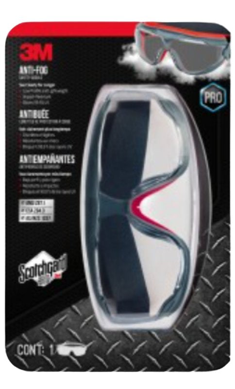 3M 47212H1-VDC-PS Goggles, Anti-Fog Lens, Wraparound Frame, Polycarbon ...