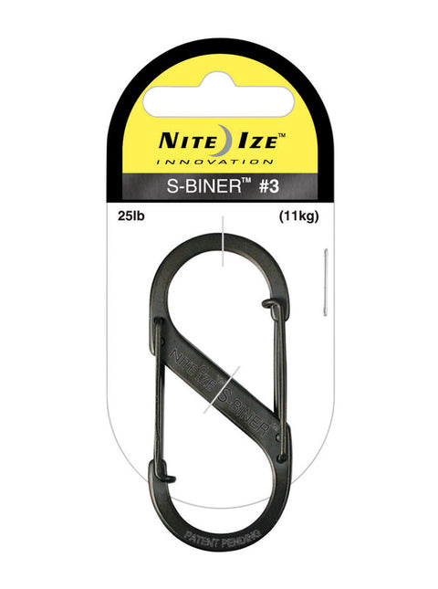 Nite Ize S-Biner Stainless Steel 2-3/8 in. L Carabiner Key Holder 25 lb. Black Stainless Steel
