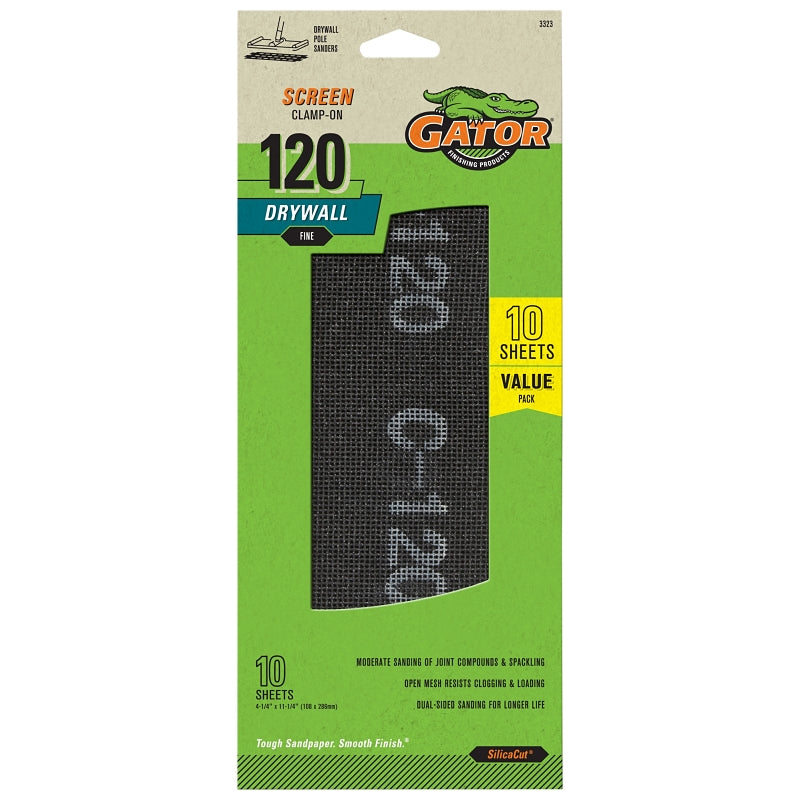 Gator 3323 Precut Sanding Screen, 11-1/4 in L, 4-1/4 in W, 120 Grit, F ...