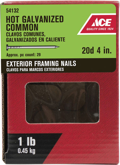 Ace Flat 4 in. L Framing Nail Smooth Hot-Dipped Galvanized Steel 1 lb.