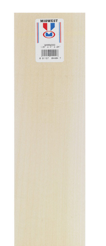 Midwest Products Basswood Sheet 1/8 in. x 4 in. W x 2 ft. L