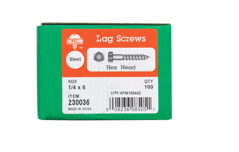 Hillman 1/4 in. x 6 in. L Hex Lag Screw