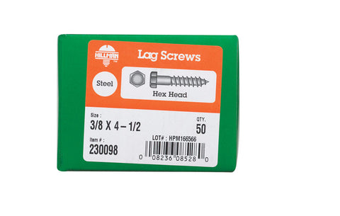Hillman 3/8 in. x 4-1/2 in. L Hex Lag Screw