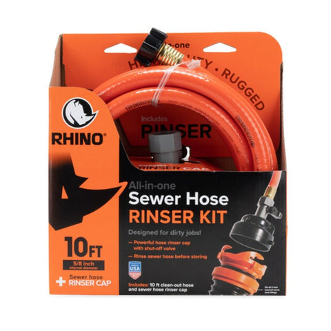 Camco USA RhinoFLEX 22999 Hose System with Rinser Cap, PVC, Orange