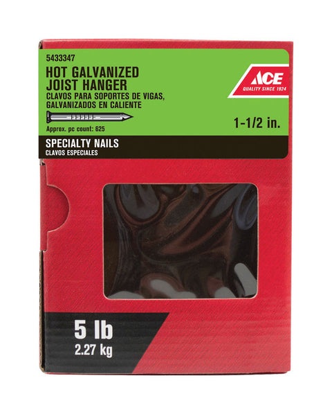 Ace 1-1/2 in. L Joist Hanger Nail Annular Ring Shank Hot-Dipped Galvanized Steel 5 lb.