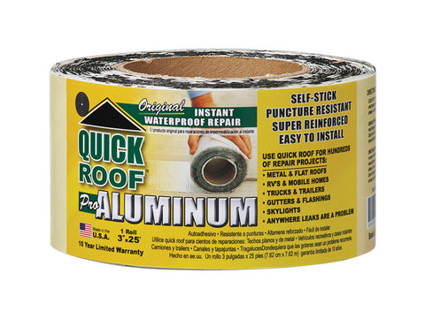 Quick Roof Aluminum Self Stick Instant Waterproof Repair and Flashing Silver 3 in. H x 25 ft. L
