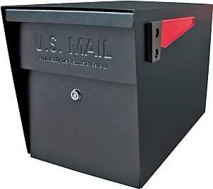 Mail Boss Packagemaster Series 7106 Mailbox, Black, Steel, Powder-Coated, 11-1/4 in W, 21 in D